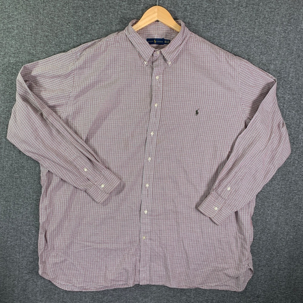 Ralph Lauren Shirt Men 3XLT Check Plaid Button Down Long Sleeve